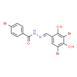 ChemSpider 2D Image | 4-Bromo-N'-[(E)-(3,5-dibromo-2,4-dihydroxyphenyl)methylene]benzohydrazide | C14H9Br3N2O3