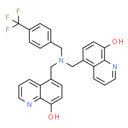 ChemSpider 2D Image | 5,5'-[{[4-(Trifluoromethyl)benzyl]imino}bis(methylene)]di(8-quinolinol) | C28H22F3N3O2