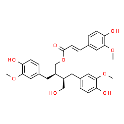 ChemSpider 2D Image | (2R,3R)-4-Hydroxy-2,3-bis(4-hydroxy-3-methoxybenzyl)butyl (2E)-3-(4-hydroxy-3-methoxyphenyl)acrylate | C30H34O9