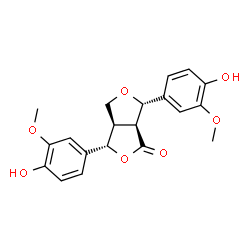 ChemSpider 2D Image | (3S,3aR,6S,6aS)-3,6-Bis(4-hydroxy-3-methoxyphenyl)tetrahydro-1H,3H-furo[3,4-c]furan-1-one | C20H20O7