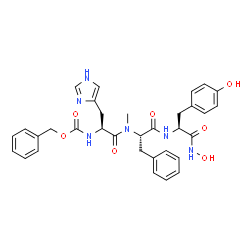 ChemSpider 2D Image | N-[(Benzyloxy)carbonyl]-L-histidyl-N-methyl-L-phenylalanyl-N-hydroxy-L-tyrosinamide | C33H36N6O7