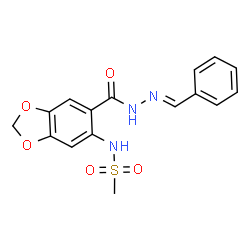ChemSpider 2D Image | N-(6-{[(2E)-2-Benzylidenehydrazino]carbonyl}-1,3-benzodioxol-5-yl)methanesulfonamide | C16H15N3O5S