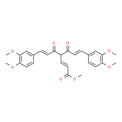 ChemSpider 2D Image | Methyl (2E,6E)-7-(3,4-dimethoxyphenyl)-4-[(2E)-3-(3,4-dimethoxyphenyl)-2-propenoyl]-5-oxo-2,6-heptadienoate | C27H28O8