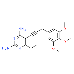 ChemSpider 2D Image | 6-Ethyl-5-[3-(3,4,5-trimethoxyphenyl)-1-propyn-1-yl]-2,4-pyrimidinediamine | C18H22N4O3