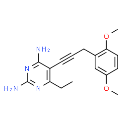 ChemSpider 2D Image | 5-[3-(2,5-Dimethoxyphenyl)-1-propyn-1-yl]-6-ethyl-2,4-pyrimidinediamine | C17H20N4O2