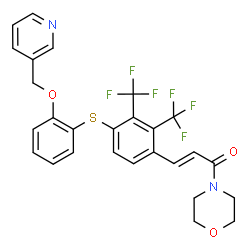 ChemSpider 2D Image | 4-{(2e)-3-[4-{[2-(Pyridin-3-Ylmethoxy)phenyl]sulfanyl}-2,3-Bis(Trifluoromethyl)phenyl]prop-2-Enoyl}morpholine | C27H22F6N2O3S