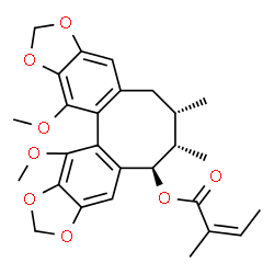 ChemSpider 2D Image | (5R,6S,7S)-13,14-Dimethoxy-6,7-dimethyl-5,6,7,8-tetrahydro[1,3]benzodioxolo[5',6':3,4]cycloocta[1,2-f][1,3]benzodioxol-5-yl (2Z)-2-methyl-2-butenoate | C27H30O8