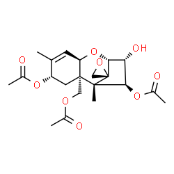 ChemSpider 2D Image | (3alpha,4beta,8alpha,12R)-3-Hydroxy-12,13-epoxytrichothec-9-ene-4,8,15-triyl triacetate | C21H28O9