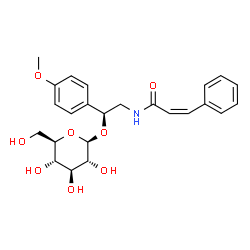 ChemSpider 2D Image | (2Z)-N-[(2S)-2-(beta-D-Glucopyranosyloxy)-2-(4-methoxyphenyl)ethyl]-3-phenylacrylamide | C24H29NO8