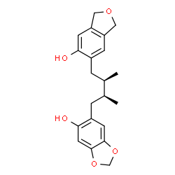 ChemSpider 2D Image | 6-[(2S,3R)-4-(6-Hydroxy-1,3-dihydro-2-benzofuran-5-yl)-2,3-dimethylbutyl]-1,3-benzodioxol-5-ol | C21H24O5
