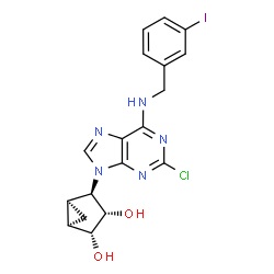 ChemSpider 2D Image | (1R,2R,3S,4R,5S)-4-{2-Chloro-6-[(3-iodobenzyl)amino]-9H-purin-9-yl}bicyclo[3.1.0]hexane-2,3-diol | C18H17ClIN5O2