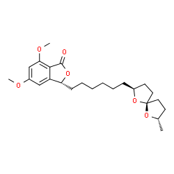 ChemSpider 2D Image | (3R)-5,7-Dimethoxy-3-{6-[(2S,5S,7S)-7-methyl-1,6-dioxaspiro[4.4]non-2-yl]hexyl}-2-benzofuran-1(3H)-one | C24H34O6