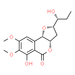 ChemSpider 2D Image | (2S,3aS,9bS)-6-Hydroxy-2-[(1R)-1-hydroxypropyl]-7,8-dimethoxy-2,3,3a,9b-tetrahydro-5H-furo[3,2-c]isochromen-5-one | C16H20O7