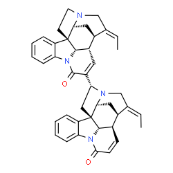 ChemSpider 2D Image | (1R,1'R,12S,12'R,13R,13'R,14E,14'E,17'R,19S,19'S,21S,21'S)-14,14'-Diethylidene-10,17'-bi(8,16-diazahexacyclo[11.5.2.1~1,8~.0~2,7~.0~12,21~.0~16,19~]henicosane)-2,2',4,4',6,6',10,10'-octaene-9,9'-dione | C42H42N4O2
