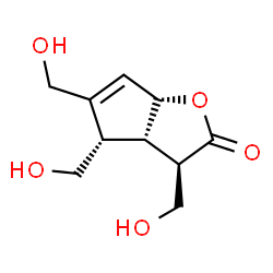 ChemSpider 2D Image | (3R,3aS,4S,6aR)-3,4,5-Tris(hydroxymethyl)-3,3a,4,6a-tetrahydro-2H-cyclopenta[b]furan-2-one | C10H14O5