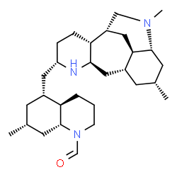 ChemSpider 2D Image | (4aR,5R,7R,8aR)-5-{[(1R,2R,5S,7R,9R,11R,13R,17R)-11,14-Dimethyl-6,14-diazatetracyclo[7.6.2.0~2,7~.0~13,17~]heptadec-5-yl]methyl}-7-methyloctahydro-1(2H)-quinolinecarbaldehyde | C29H49N3O