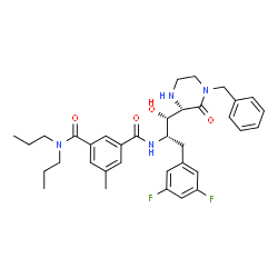 ChemSpider 2D Image | N'-[(2S)-1-[(2S)-4-Benzyl-3-oxo-2-piperazinyl]-3-(3,5-difluorophenyl)-1-hydroxy-2-propanyl]-5-methyl-N,N-dipropylisophthalamide | C35H42F2N4O4