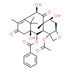 ChemSpider 2D Image | (2alpha,5beta,7beta,10beta)-4-Acetoxy-1,7,10-trihydroxy-9,13-dioxo-5,20-epoxytax-11-en-2-yl benzoate | C29H34O10