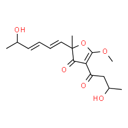 ChemSpider 2D Image | 4-(3-Hydroxybutanoyl)-2-[(1E,3E)-5-hydroxy-1,3-hexadien-1-yl]-5-methoxy-2-methyl-3(2H)-furanone | C16H22O6