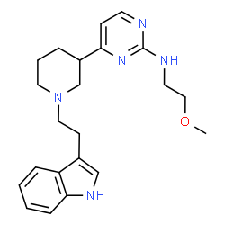 ChemSpider 2D Image | 4-{1-[2-(1H-Indol-3-yl)ethyl]-3-piperidinyl}-N-(2-methoxyethyl)-2-pyrimidinamine | C22H29N5O