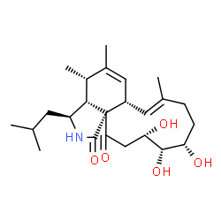 ChemSpider 2D Image | (3S,3aR,4S,6aS,7E,11S,12S,13S,15aS)-11,12,13-Trihydroxy-3-isobutyl-4,5,8-trimethyl-3,3a,4,6a,9,10,11,12,13,14-decahydro-1H-cycloundeca[d]isoindole-1,15(2H)-dione | C24H37NO5
