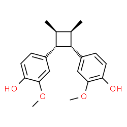 ChemSpider 2D Image | 4,4'-[(1R,2S,3R,4S)-3,4-Dimethyl-1,2-cyclobutanediyl]bis(2-methoxyphenol) | C20H24O4