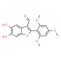 ChemSpider 2D Image | 5,6-Dihydroxy-2-(2,4,6-trimethoxyphenyl)-1-benzofuran-3-carbaldehyde | C18H16O7