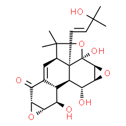 ChemSpider 2D Image | (1aS,1bR,3aR,5aS,6aS,7R,7aS,7bS,7cS,8R,8aS)-1b,7,8-Trihydroxy-7c-[(1E)-3-hydroxy-3-methyl-1-buten-1-yl]-3,3-dimethyl-1a,1b,3,3a,5a,6a,7,7a,7b,7c,8,8a-dodecahydro-5H-bisoxireno[2,3:6,7]phenanthro[1,10-
bc]furan-5-one | C22H28O8