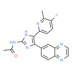 ChemSpider 2D Image | N-[4-(5-fluoro-6-methylpyridin-2-yl)-5-quinoxalin-6-yl-1H-imidazol-2-yl]acetamide | C19H15FN6O