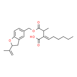 ChemSpider 2D Image | (2E)-2-{1-[(2-Isopropenyl-2,3-dihydro-1-benzofuran-5-yl)methoxy]-1-oxo-2-propanyl}-2-octenoic acid | C23H30O5