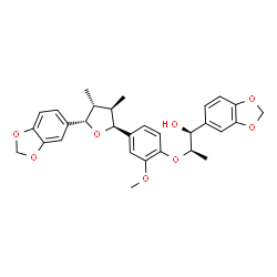 ChemSpider 2D Image | (1S,2R)-1-(1,3-Benzodioxol-5-yl)-2-{4-[(2S,3R,4R,5S)-5-(1,3-benzodioxol-5-yl)-3,4-dimethyltetrahydro-2-furanyl]-2-methoxyphenoxy}-1-propanol | C30H32O8