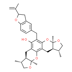 ChemSpider 2D Image | (3R,3aR,7aR,10R,10aR,12aR)-6-[(2-Isopropenyl-2,3-dihydro-1-benzofuran-5-yl)methyl]-3,7a,10,12a-tetramethyl-2,3,3a,9,10,10a,11,12a-octahydro-4H,7aH-furo[2,3-b]furo[3',2':5,6]pyrano[2,3-f]chromen-5-ol | C32H38O6