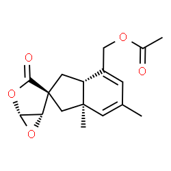 ChemSpider 2D Image | [(1S,2S,3a'S,5R,7a'R)-6',7a'-Dimethyl-3-oxo-1',3',3a',7a'-tetrahydrospiro[4,6-dioxabicyclo[3.1.0]hexane-2,2'-inden]-4'-yl]methyl acetate | C17H20O5
