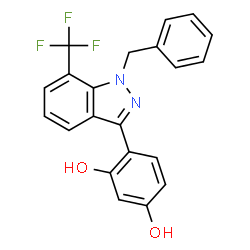 ChemSpider 2D Image | 4-[1-Benzyl-7-(trifluoromethyl)-1H-indazol-3-yl]-1,3-benzenediol | C21H15F3N2O2