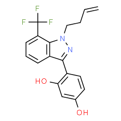 ChemSpider 2D Image | 4-[1-(3-Buten-1-yl)-7-(trifluoromethyl)-1H-indazol-3-yl]-1,3-benzenediol | C18H15F3N2O2
