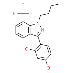 ChemSpider 2D Image | 4-[1-Butyl-7-(trifluoromethyl)-1H-indazol-3-yl]-1,3-benzenediol | C18H17F3N2O2