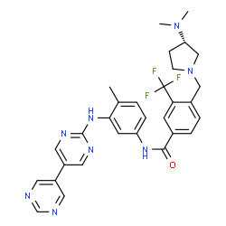 ChemSpider 2D Image | N-[3-(5,5'-Bipyrimidin-2-ylamino)-4-methylphenyl]-4-{[(3S)-3-(dimethylamino)-1-pyrrolidinyl]methyl}-3-(trifluoromethyl)benzamide | C30H31F3N8O