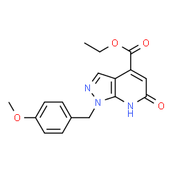 ChemSpider 2D Image | ethyl 1-[(4-methoxyphenyl)methyl]-6-oxo-7H-pyrazolo[3,4-b]pyridine-4-carboxylate | C17H17N3O4