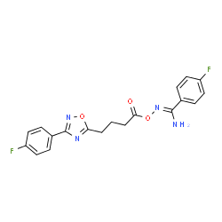ChemSpider 2D Image | 4-Fluoro-N-({4-[3-(4-fluorophenyl)-1,2,4-oxadiazol-5-yl]butanoyl}oxy)benzenecarboximidamide | C19H16F2N4O3