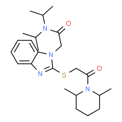 ChemSpider 2D Image | 2-(2-{[2-(2,6-Dimethyl-1-piperidinyl)-2-oxoethyl]sulfanyl}-1H-benzimidazol-1-yl)-N,N-diisopropylacetamide | C24H36N4O2S