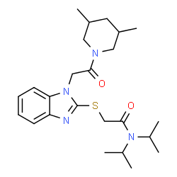 ChemSpider 2D Image | 2-({1-[2-(3,5-Dimethyl-1-piperidinyl)-2-oxoethyl]-1H-benzimidazol-2-yl}sulfanyl)-N,N-diisopropylacetamide | C24H36N4O2S