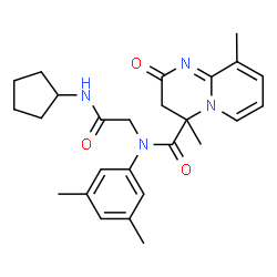 ChemSpider 2D Image | N-[2-(Cyclopentylamino)-2-oxoethyl]-N-(3,5-dimethylphenyl)-4,9-dimethyl-2-oxo-3,4-dihydro-2H-pyrido[1,2-a]pyrimidine-4-carboxamide | C26H32N4O3