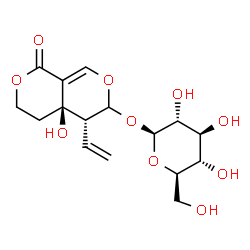 ChemSpider 2D Image | (4aR,5R)-4a-Hydroxy-1-oxo-5-vinyl-4,4a,5,6-tetrahydro-1H,3H-pyrano[3,4-c]pyran-6-yl beta-D-glucopyranoside | C16H22O10