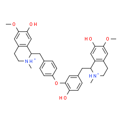 ChemSpider 2D Image | 7-Hydroxy-1-(4-{2-hydroxy-5-[(7-hydroxy-6-methoxy-2-methyl-1,2,3,4-tetrahydro-1-isoquinoliniumyl)methyl]phenoxy}benzyl)-6-methoxy-2-methyl-1,2,3,4-tetrahydroisoquinolinium | C36H42N2O6