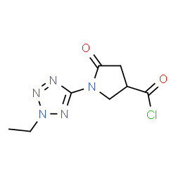ChemSpider 2D Image | 1-(2-Ethyl-2H-tetrazol-5-yl)-5-oxo-3-pyrrolidinecarbonyl chloride | C8H10ClN5O2