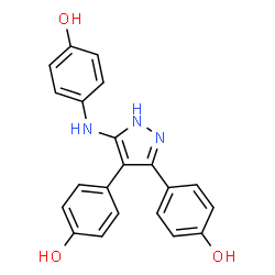 ChemSpider 2D Image | 4,4'-{3-[(4-Hydroxyphenyl)amino]-1h-Pyrazole-4,5-Diyl}diphenol | C21H17N3O3
