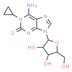 ChemSpider 2D Image | 6-Amino-1-cyclopropyl-9-pentofuranosyl-1,9-dihydro-2H-purin-2-one | C13H17N5O5