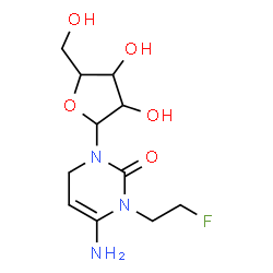 ChemSpider 2D Image | 6-Amino-1-(2-fluoroethyl)-3-pentofuranosyl-3,4-dihydro-2(1H)-pyrimidinone | C11H18FN3O5