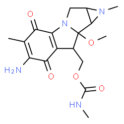 ChemSpider 2D Image | (6-Amino-8a-methoxy-1,5-dimethyl-4,7-dioxo-1,1a,2,4,7,8,8a,8b-octahydroazireno[2',3':3,4]pyrrolo[1,2-a]indol-8-yl)methyl methylcarbamate | C17H22N4O5