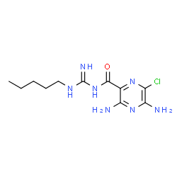 ChemSpider 2D Image | 3,5-Diamino-6-chloro-N-(N-pentylcarbamimidoyl)-2-pyrazinecarboxamide | C11H18ClN7O
